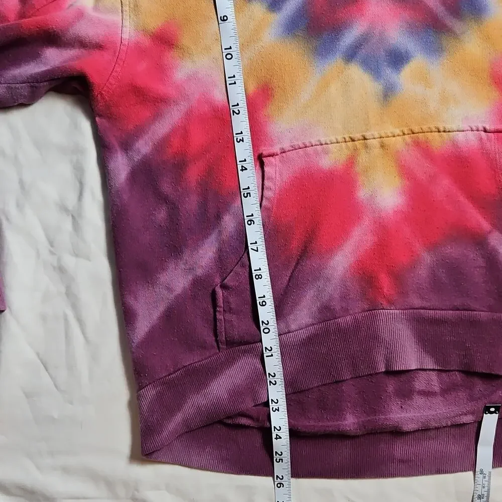 Wild Fable Tie-Dye Pullover Hoodie M 100% Cotton Purple Blue Yellow Red - Picture 7 of 9